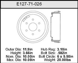Bendix Brake Drum 10 x 11.9 449354 