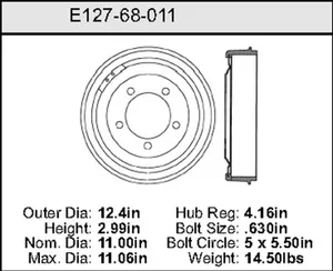 Bendix Brake Drum 11 x 12.4 446230 