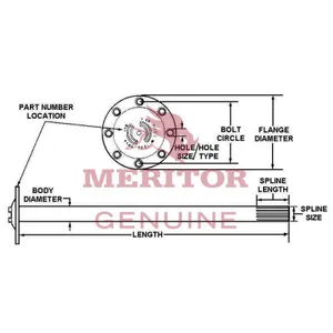Meritor Shaft - Rear Drive Axle 261522 