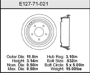 Bendix Brake Drum 9.5 x 11.9 447656 