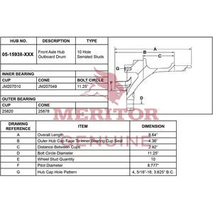 Meritor Hub Assembly 4847108 