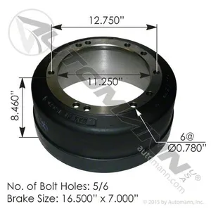 Automann Brake Drum 16.5 x 7 Trailer 919142 