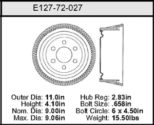 Bendix Brake Drum 9 x 11 457412 