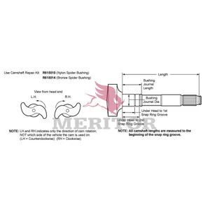 Meritor High-Lift 1.5 28 Spline Left Hand Camshaft 2744685 