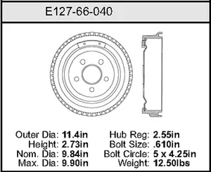Bendix Brake Drum 9.84 x 11.4 456650 