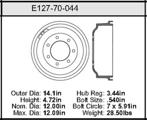 Bendix Brake Drum 12 x 14.1 451484 