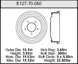 Bendix Brake Drum 11.03 x 13.1 461082 
