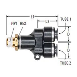 Haldex Fitting  Branch Y Male Swl 3/8T 3/8T 1/4P Dot Push Comp 2115801 