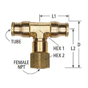 Haldex Fitting Branch T Female Swl 3/8T 1/4F Dot Push H Temp 2113256 