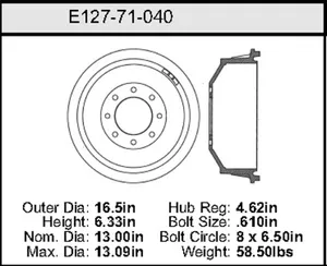 Bendix Brake Drum 13 x 16.5 443734 