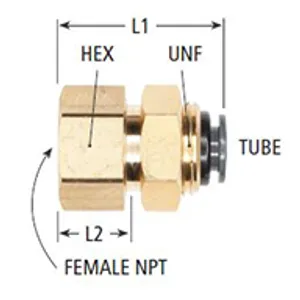 Haldex Fitting Bulkhead Union Female  1/4T 1/8P Dot Push Comp 2110372 