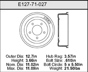 Bendix Brake Drum 11.02 x 12.7 441442 
