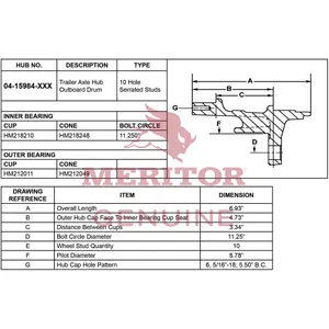 Meritor Ay Hub Drm Rear 714562 