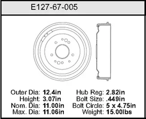 Bendix Brake Drum 11 x 12.4 443848 
