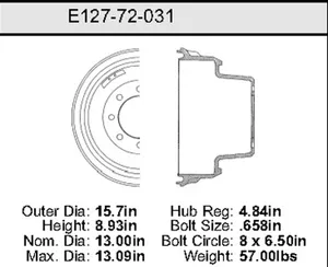 Bendix Brake Drum 13 x 15.7 453256 