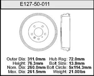 Bendix Brake Drum 10.24 x 12.24 456742 