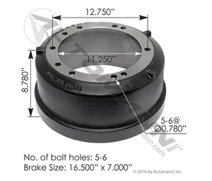Automann Brake Drum 16.5 x 7 377086 