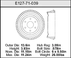 Bendix Brake Drum 11.15 x 13.6 449408 