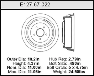 Bendix Brake Drum 11 x 10.2 453272 