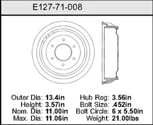 Bendix Brake Drum 11 x 13.4 440446 