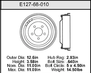Bendix Brake Drum 11 x 12.6 461074 