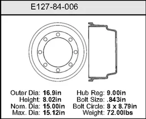 Bendix Brake Drum 15 x 16.9 457528 
