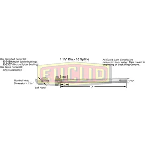 Euclid Spicer, Eaton 1.5 10 Spline Left Hand Camshaft 1046296 