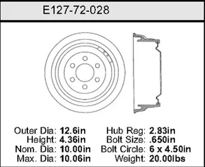Bendix Brake Drum 10 x 12.6 456736 