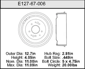 Bendix Brake Drum 11 x 12.7 440470 