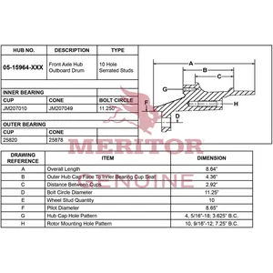 Meritor Hub Assembly 721796 
