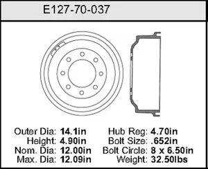 Bendix Brake Drum 12 x 14.1 451486 