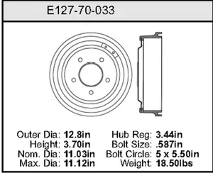 Bendix Brake Drum 11.03 x 12.8 441522 