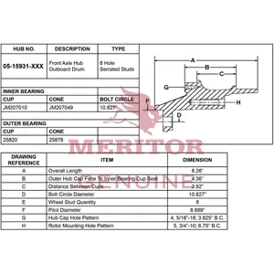 Meritor Ay-Frt Hub/Stud 725276 