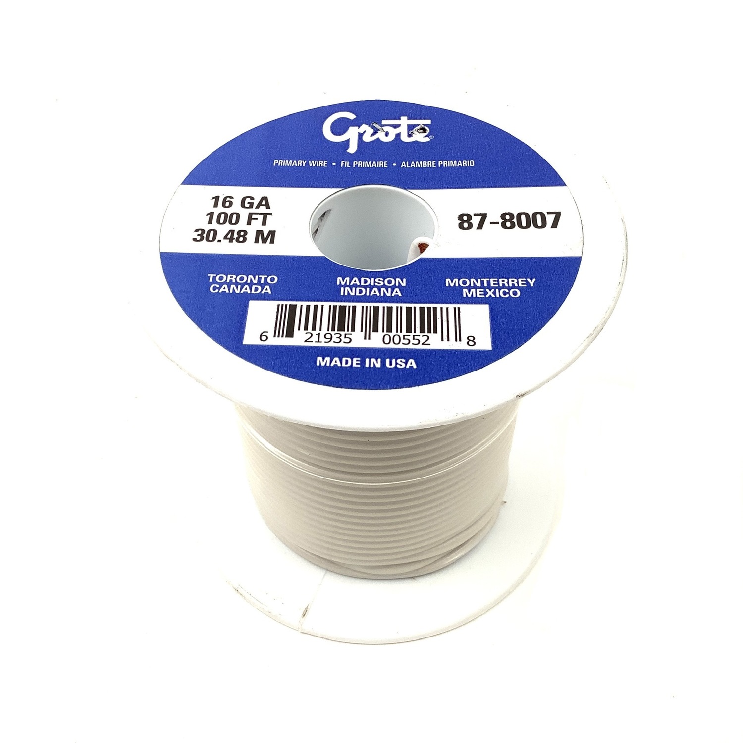 Grote 87-8007 - Primary Wire, 16 Gauge, White, 100 ft Spool